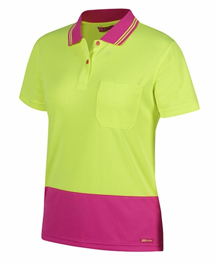 hi vis polo shirt for women pink and neon green